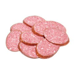 Heap of sliced sausage