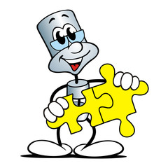 Metall-Figur mit Puzzle