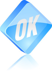Ok glass button. Vector illustration.