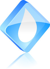 Droplet glass button. Vector illustration.