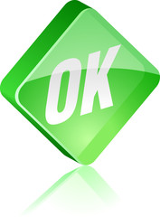 Ok glass button. Vector illustration.