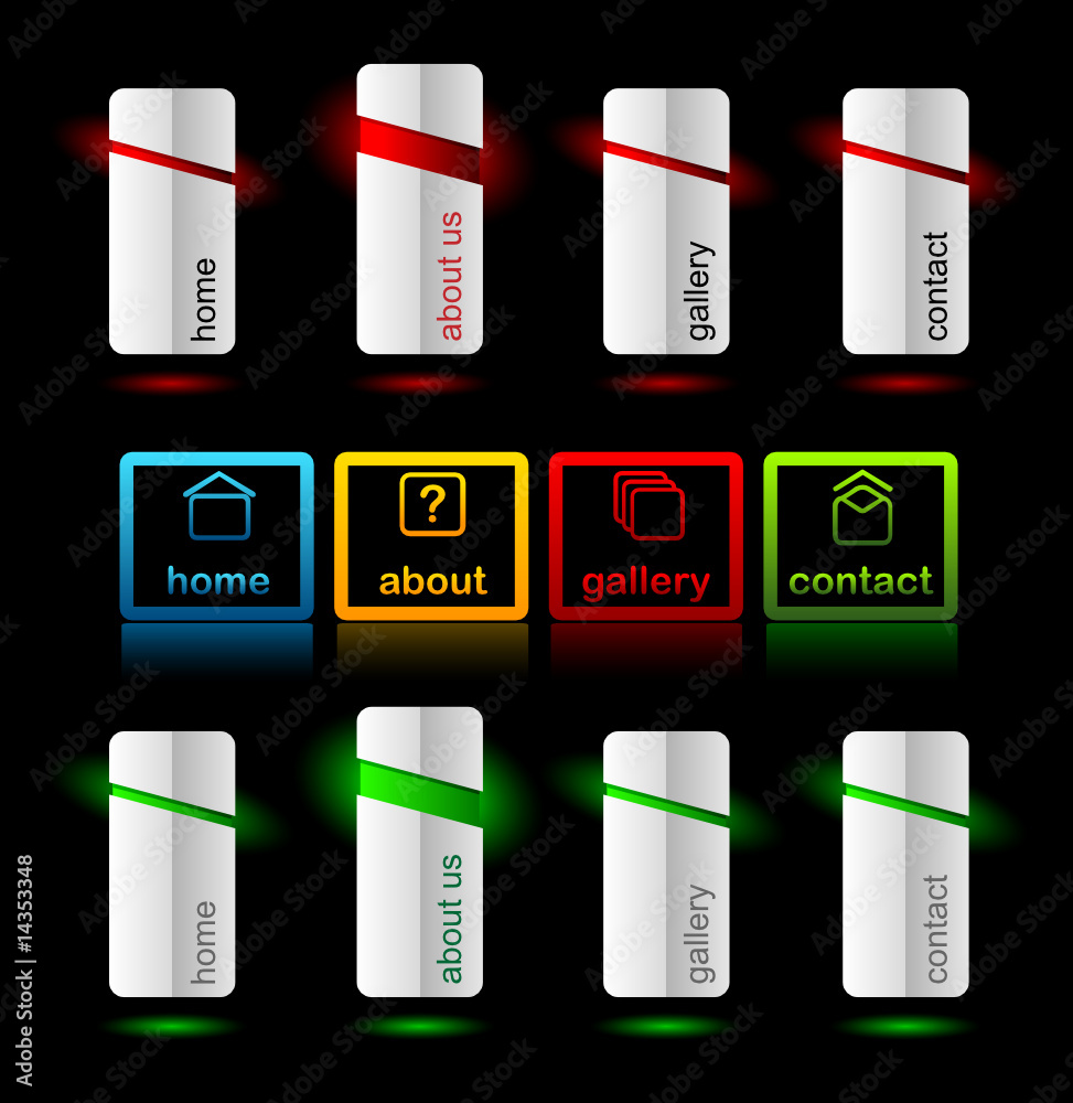 Wall mural editable website vector buttons