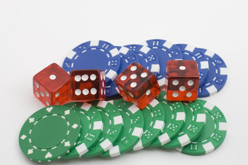 Poker chips and Dice