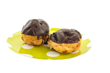 chocolate coated fresh cream puffs