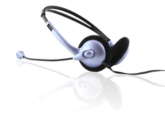 Headset with a microphone on glass. Isolated