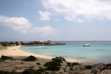 Landscape with yacht in Cyprus