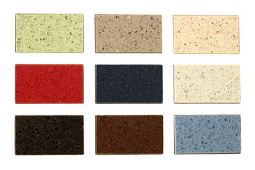 Countertop samples over white