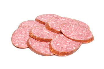 Heap of sliced sausage
