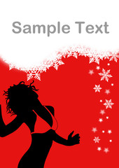 Flyer für Veranstaltungen mit Frau und Schneeflocken