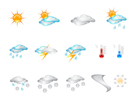 Weather Forecast Glossy Vector Icons