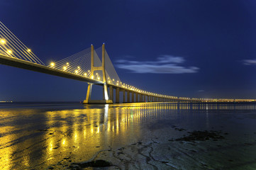 Fototapeta na wymiar Vasco da Gama Bridge nocą