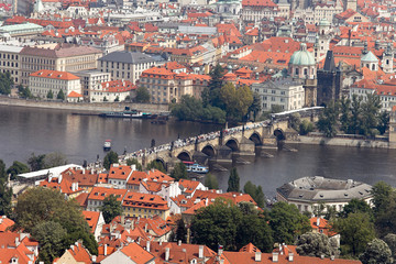 Naklejka na ściany i meble Prag, Stadt Ansicht vom Aussichtsturm Petrin