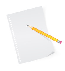 yellow pencil on white sheet of paper