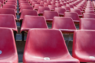 Naklejka premium Tribüne, Arena, Stuhlreihe, rot
