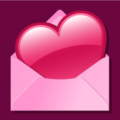 Heart in pink envelope