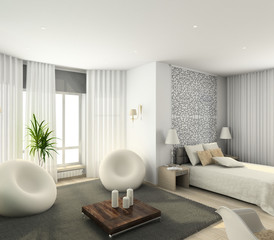 Modern interior. 3D render