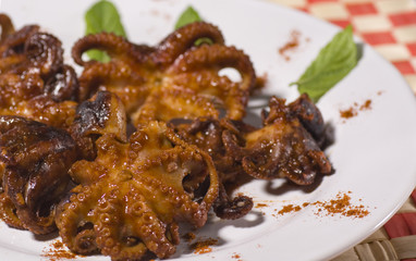 Grilled octopus dish