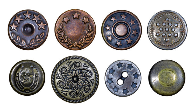 Old metal buttons with stars