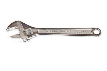 adjustable spanner isolated on a white studio background.