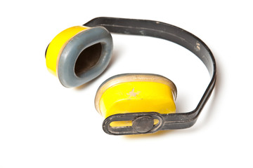 Protective ear deffenders isolated ona white studio background.