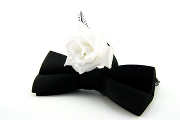 Black Bow Tie and White Rose