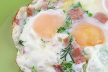 fried egg with sausage