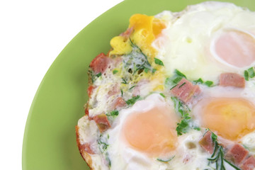 eggs fried with sausage and fennel