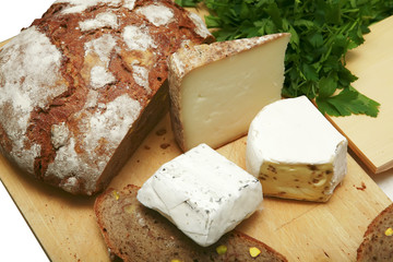camembert and brie on plate