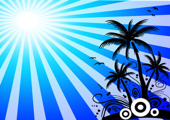 Fototapeta na wymiar Insel mit blauer Sonne