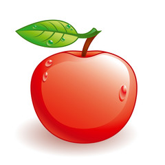 Vector glossy apple with some water drops