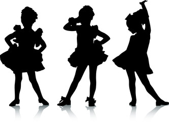 happy silhouette children