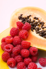 raspberries and papaya