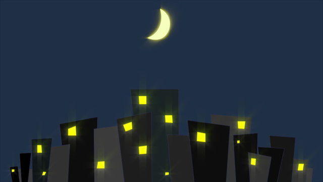 Day-night cycle in cartoon city