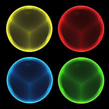Dotted spheres RGB and Yellow