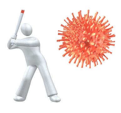 Hit the virus with baseball bat - metaphor