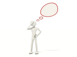 Thinking man isolated on white