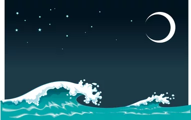 Deurstickers Wave in the night © ddraw