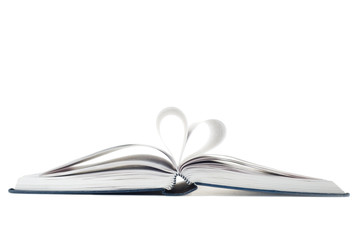 Book with heart sign isolated on a white