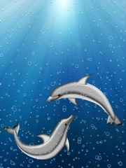 Crédence de cuisine en verre imprimé Sous-marin dauphins