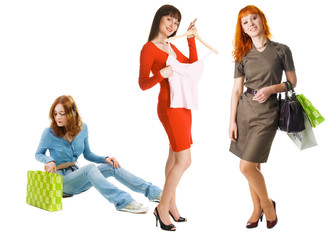 Fototapeta premium Three girls shopping