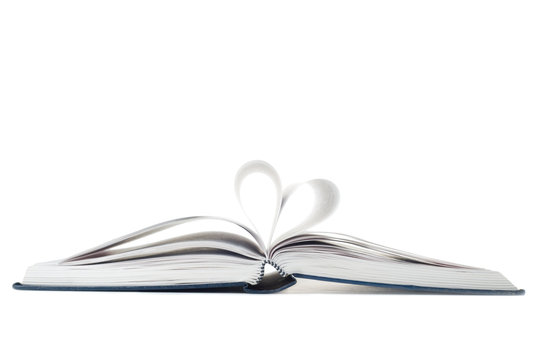 Book with heart sign isolated on a white