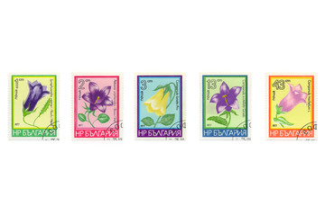 Bulgarian stamps with diffrent flowers