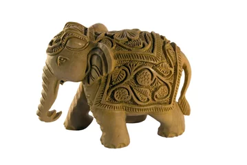 Foto op Plexiglas Carved Indian Elephant, Isolated © William Allum