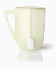 Vanilla mug with white tea label on cord