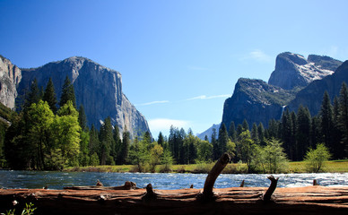 View into Yosemite Valley from Merced River