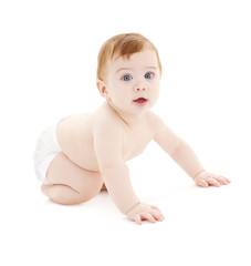 crawling baby boy in diaper