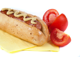 Hot dog with a tomato