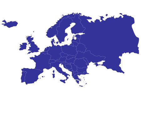 Map of Europe, countries outlined