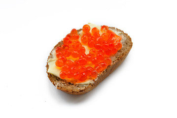 sandwich with salmon caviar and butter