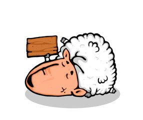 Sleeping sheep that hold a card